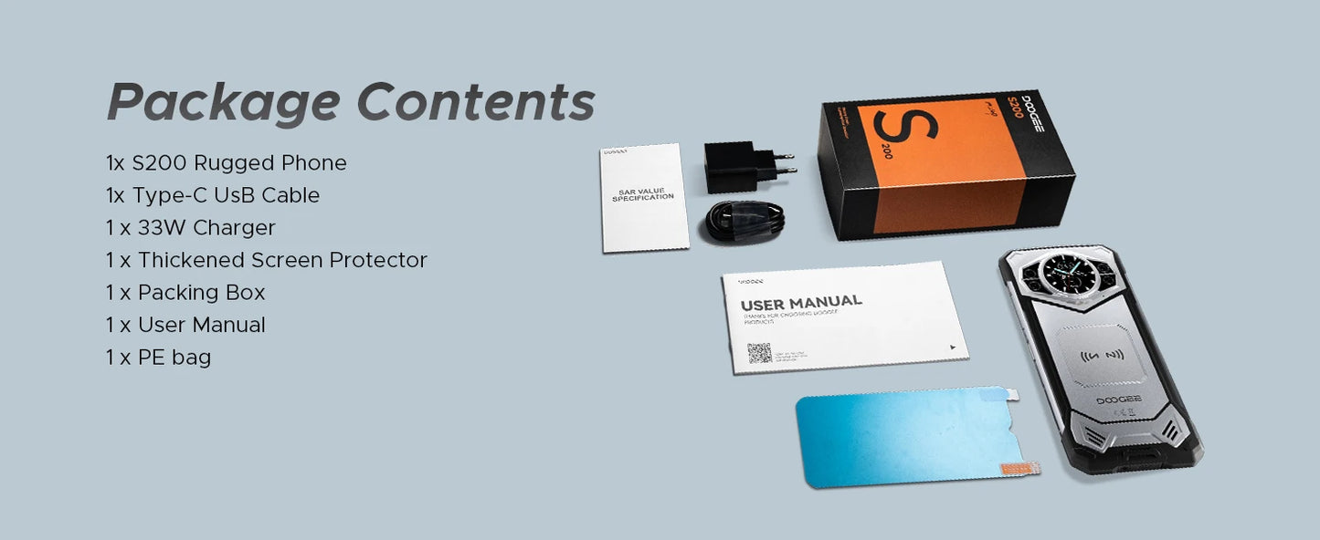 DOOGEE S200 5G Rugged Phone 1.32" Rear Display 12GB 256GB 6.72" 120Hz 100MP AI Main Camera 10100mAh Battery 33W Smartphone