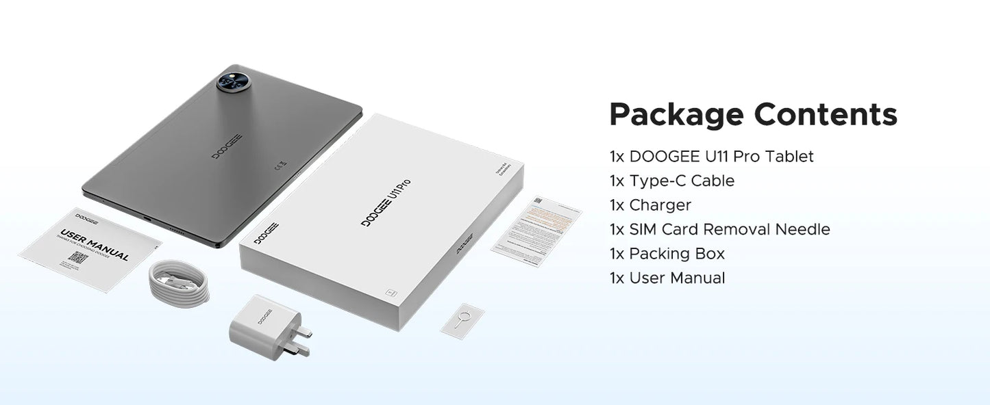 DOOGEE U11 Pro 2in1 PC Tablet Android 15 30GB(6+24) 256GB 11" 8580mAh Battery Dual Speakers Unisoc T7200 Widevine L1 Tablet