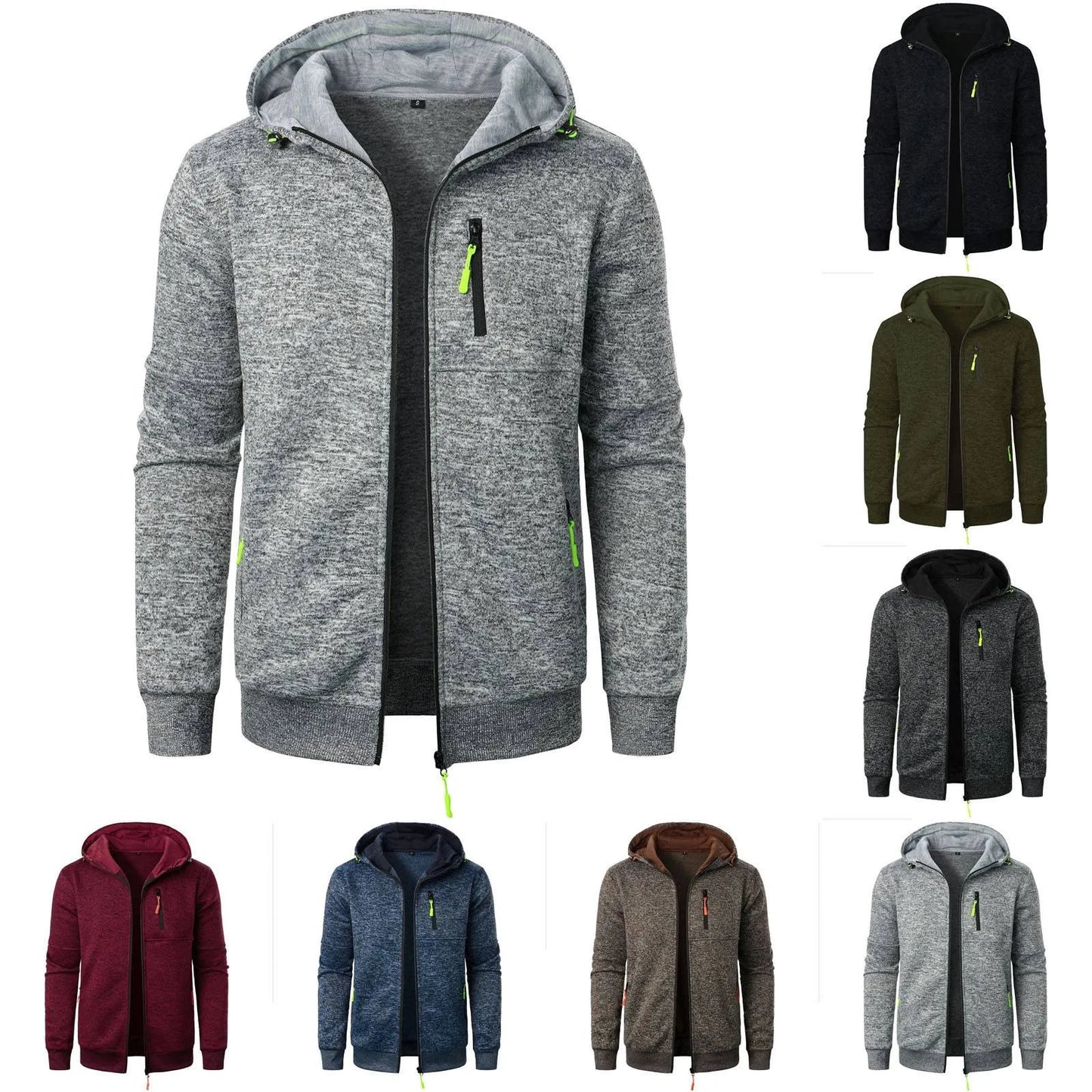 Spring And Fall Basic Breathable Sports Hooded Thin Regular Fit Comfy Zipper Cardigan Top Jacket For Man