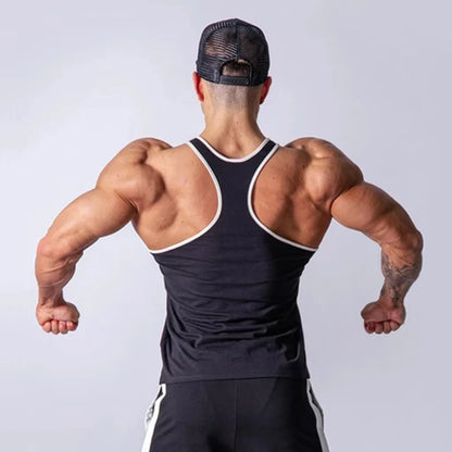 Summer Tight Letter Embroidered Fashion Casual Deep Round Neck Sleeveless Outdoor Running Fitness Sports Tank Top For Male