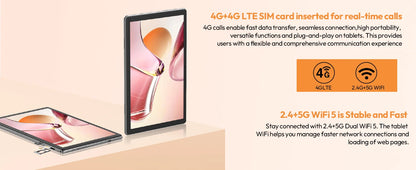 XGODY Android 15 Tablet P60Pro 10.1 inch Screen Unisoc T606-AI Octa-Core (8GB + 16GB )Max.24GBGB RAM 256GB 8000mah 5G Wifi-6