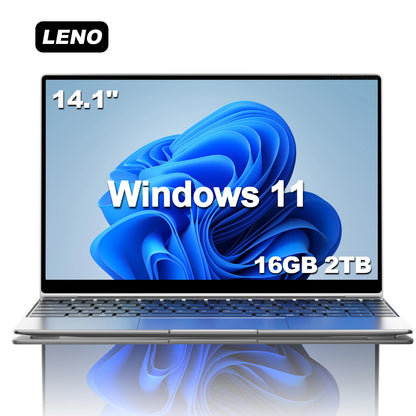 LENO 14.1"Ultra Slim Laptop 16GB RAM 2TB SSD Windows 11 Intel N3700 Notebook Gamer 1920*1080  Display Office Study Computer PC