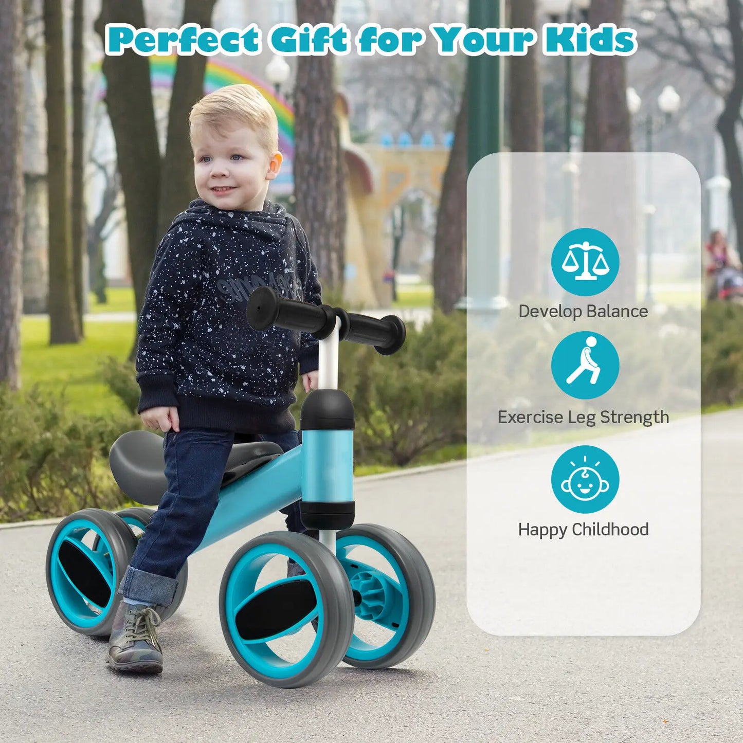 DORTALA Baby Balance Bike 4 Wheels Toddler First Bike Infant Walker Riding Toys