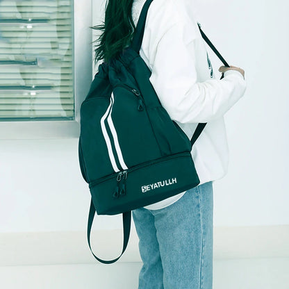 Swim Bag Mesh Drawstring Backpack with Wet Pocket Multipurpose Beach Backpack for Swimming, Gym, and Workout Gear