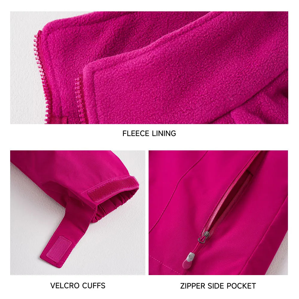 Modishion 3 in 1 thickened windproof waterproof lightweight hard shell jacket with fleece lining winter warm windbreaker