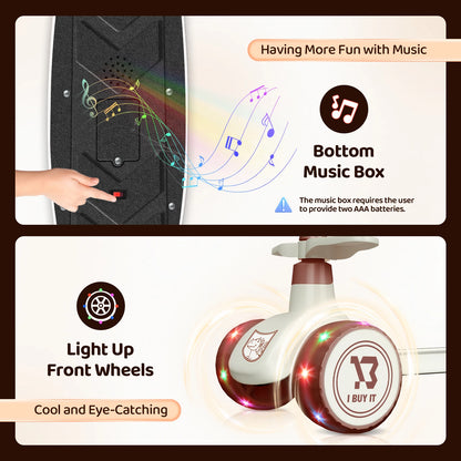 3 Wheels Scooter, Multifunctional Toddler Scooter with Light Up Wheels, Kids Scooter with Adjustable Handbar, Foldable Kick Todd