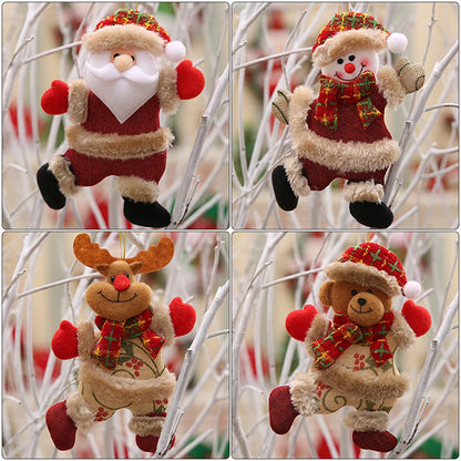 4PCS Christmas tree decoration snowman Santa Claus elk bear cloth doll Christmas doll pendant ornaments