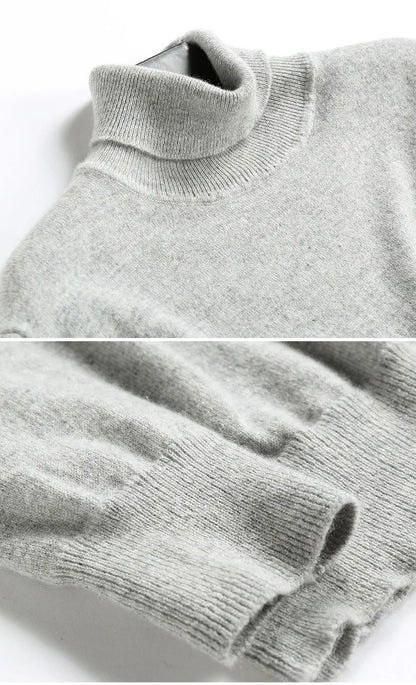 100% Cashmere Wool Men's Turtleneck Knit Sweater 2024 Autumn Winter High Collar Warm Jumper Men Turtle Neck Knitted Pullover