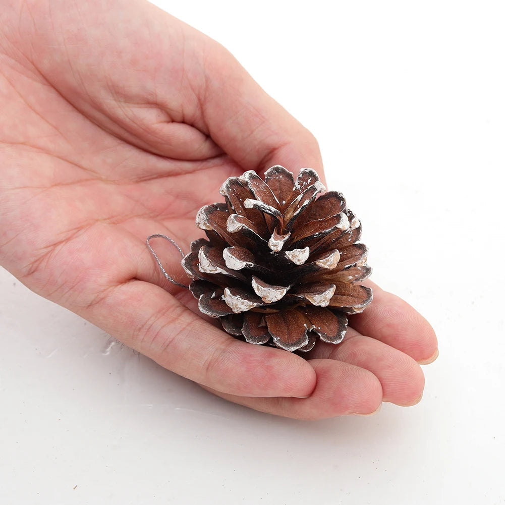 30 Pcs Christmas Decorative Pine Cone Pendants Natural Pine Cone White Paint Dyed Pine Cone Christmas Tree Ornaments