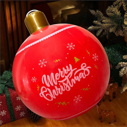 24Inch PVC Inflatable Christmas Ball 60cm Christmas Inflatable Ball Ornament Outdoor Xmas Tree Decoration Holiday Party Supplies