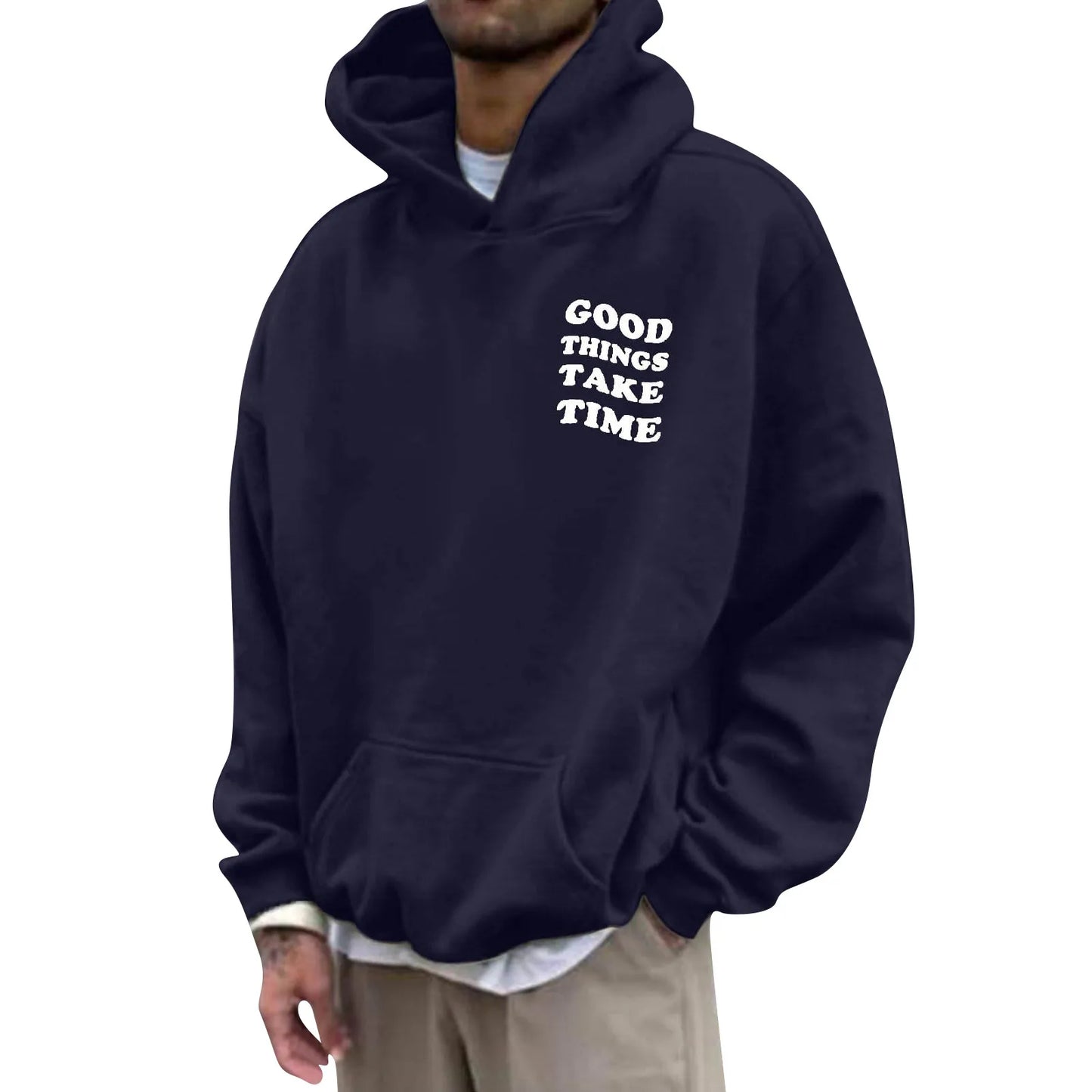 Unisex Fall Harajuku Style Embroidered Streetwear Long Sleeve Baggy Hooded Sweatshirt Fashion Casual Comfy Pullover Hoodies