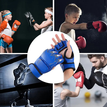 Boxing Gloves Taekwondo Sparring Gear Gloves Half Finger Adjustable Mitts Wrist Support For Kickboxing Cage Fighting Punching