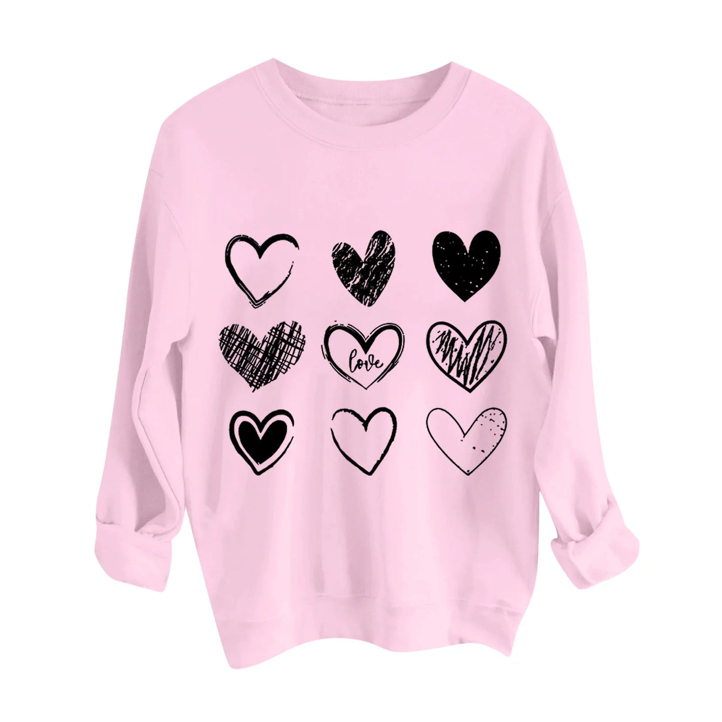 Women's Autumn And Winter Loose Heart Printed Hooded Sweatshirt Casual Fashion Sports Sweatshirt