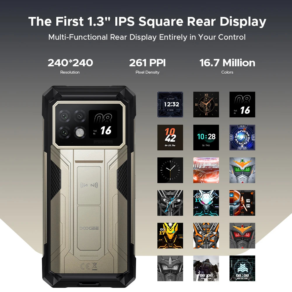 DOOGEE S200 Max 5G Rugged Phone Dual light Flashlight 16GB 512GB 22000mAh 66W 1.32" Rear Display 6.72” 120Hz NFC Smartphone