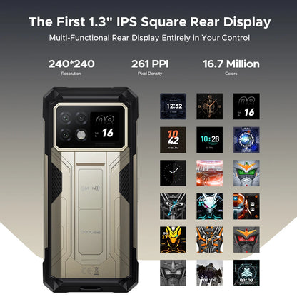 DOOGEE S200 Max 5G Rugged Phone Dual light Flashlight 16GB 512GB 22000mAh 66W 1.32" Rear Display 6.72” 120Hz NFC Smartphone