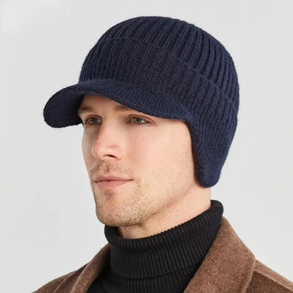 Outdoor Thickened Wool Knitted Hat Cap with Ear Protection - Windproof & Warm for Cycling and Hiking