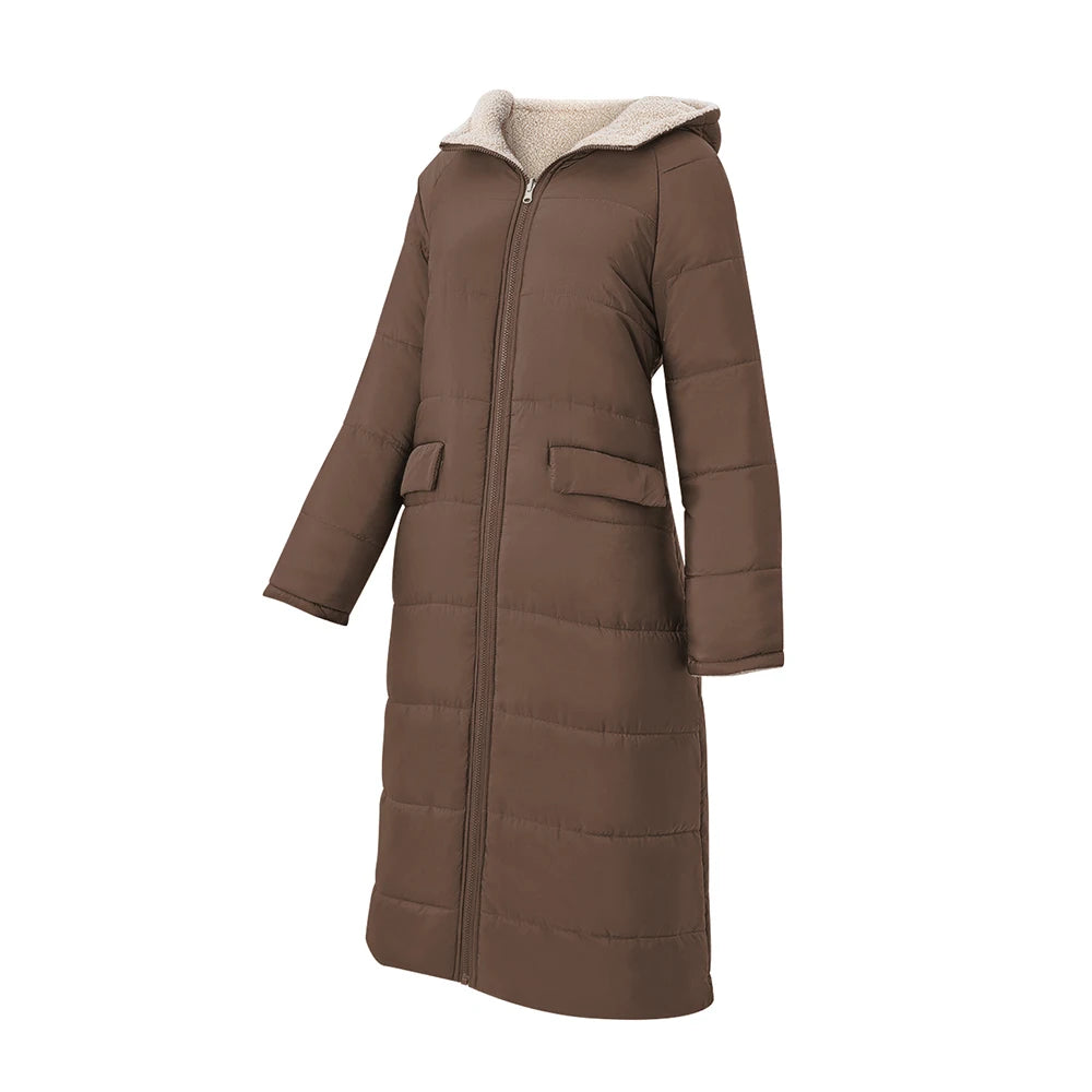 Tieker solid color mid-length hooded cotton coat double-sided women's coat casual winter warm jacket slim cotton coat