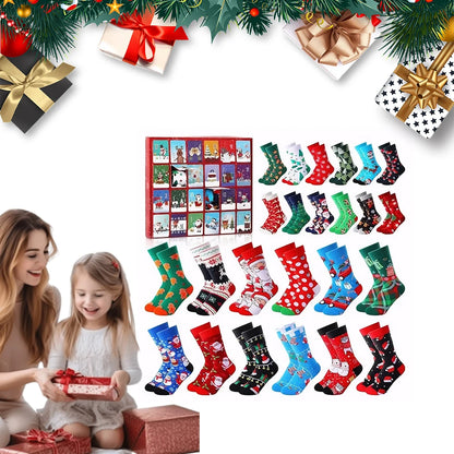 Christmas Sock Advent Calendar 2025 Christmas Advent Calendar 24 Pair of Christmas Crew Socks Xmas Countdown Calendar for Adults