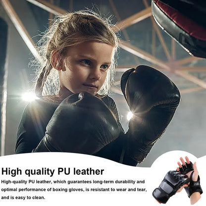 Boxing Gloves Taekwondo Sparring Gear Gloves Half Finger Adjustable Mitts Wrist Support For Kickboxing Cage Fighting Punching