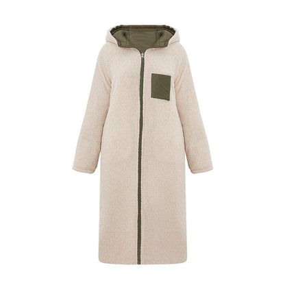 Tieker solid color mid-length hooded cotton coat double-sided women's coat casual winter warm jacket slim cotton coat