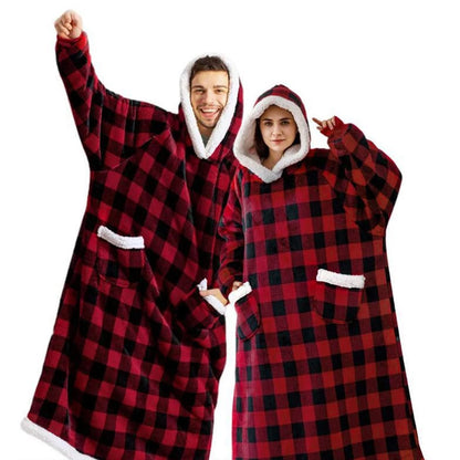 Modishion 2025 Extra Long Warm Wearable Blanket Hoodie Sofa Winter Plush Bathrobe Men's and Women's Sweater Home Clothes Pajamas