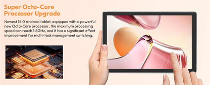 XGODY Android 15 Tablet P60Pro 10.1 inch Screen Unisoc T606-AI Octa-Core (8GB + 16GB )Max.24GBGB RAM 256GB 8000mah 5G Wifi-6