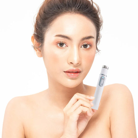 Blue Light Therapy Acne Pen Heated Eye Beauty Device Eye Massage Instrument for Dark Circles Eye Bags Puffiness Under Eyes