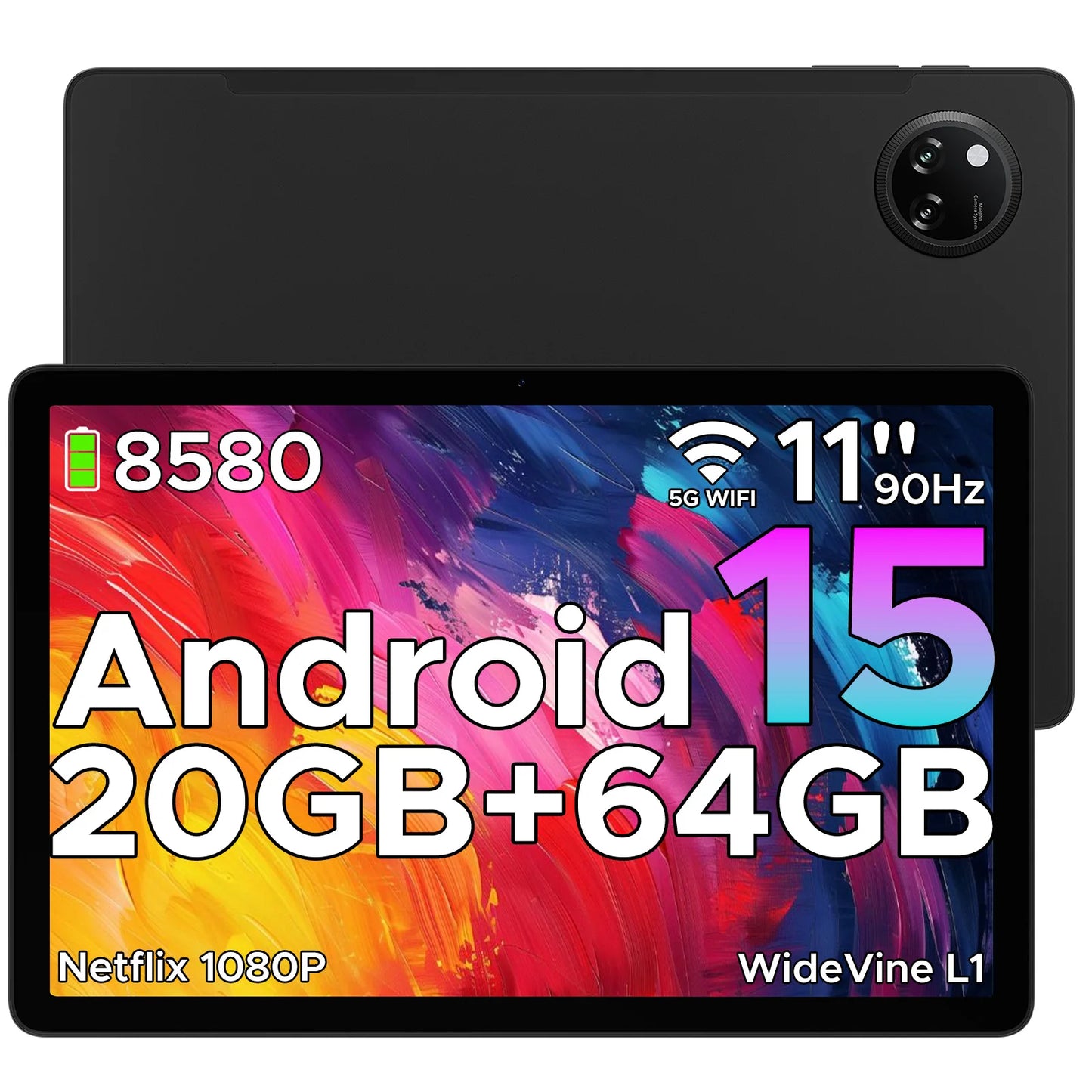 DOOGEE Tab A9+ 2 IN 1 Smart Tablet PC Android 15 11'' Display 20GB RAM(4+16) 64GB ROM 8580mAh Battery Dual Speakers Widevine L1