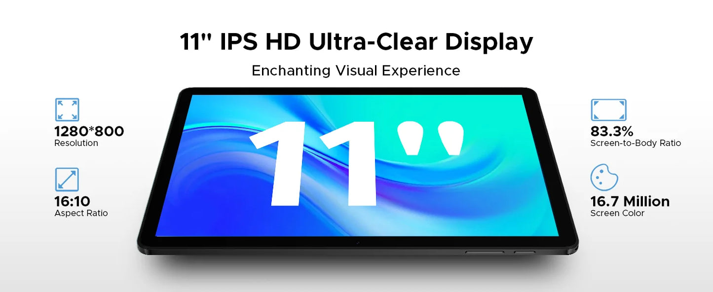 DOOGEE Tab A9 Pro+ Tablet PC Android 15 Dual Speakers 11'' Screen 30GB (6GB+24GB) 128GB 8580mAh Battery Widevine L1 Smart Pad