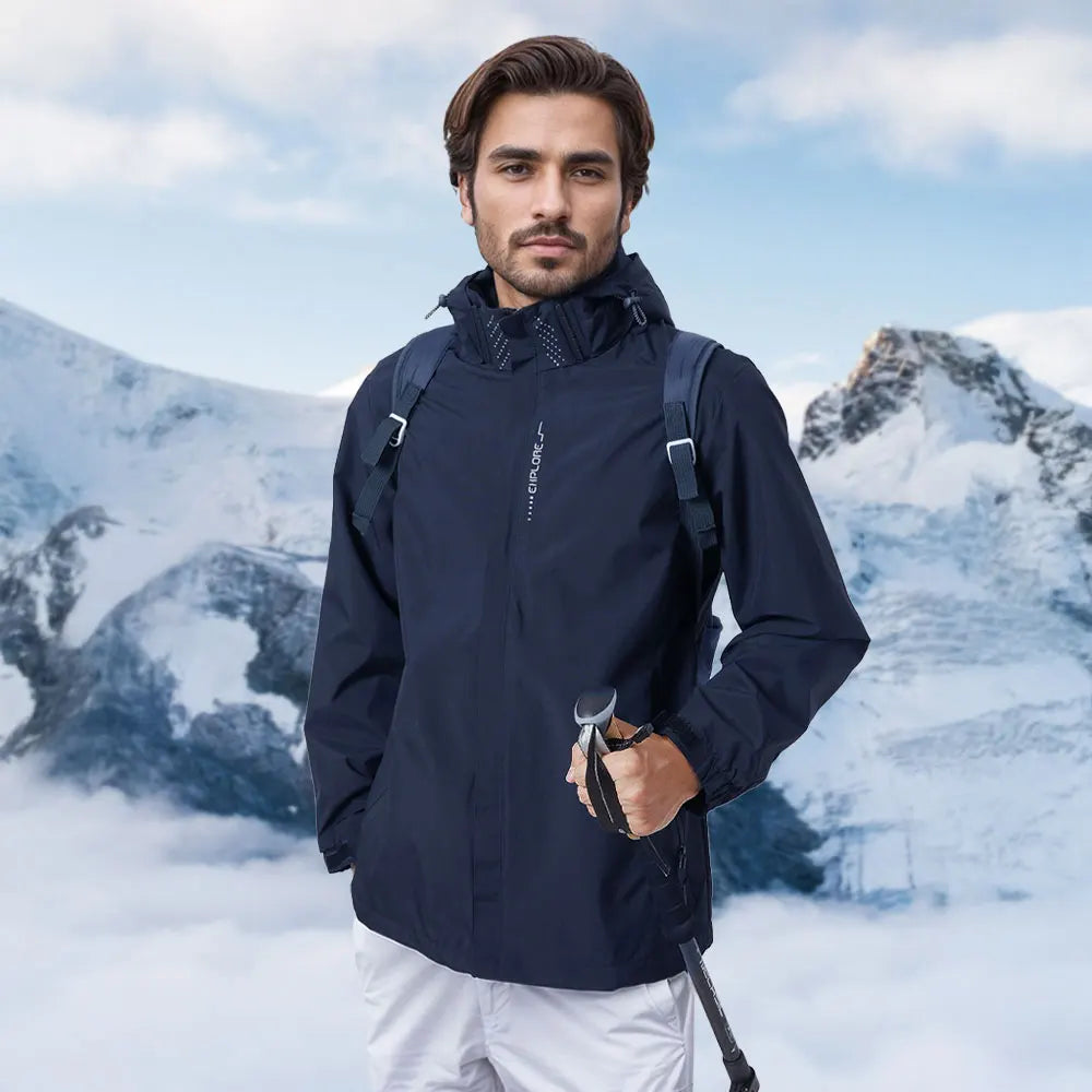 Modishion Hooded Waterproof Men's Jacket Soft Shell Jacket Breathable Outdoor Cycling Coat Mountaineering Clothes