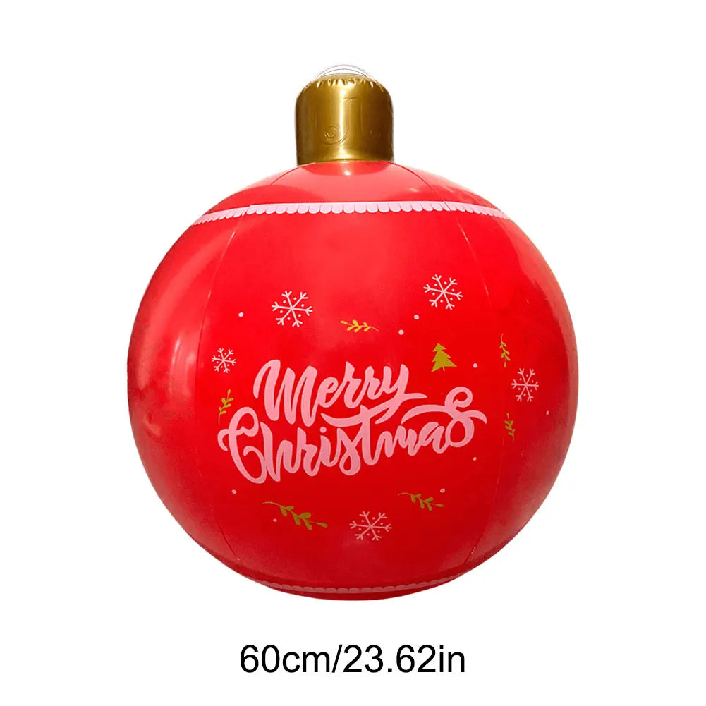 24Inch PVC Inflatable Christmas Ball 60cm Christmas Inflatable Ball Ornament Outdoor Xmas Tree Decoration Holiday Party Supplies