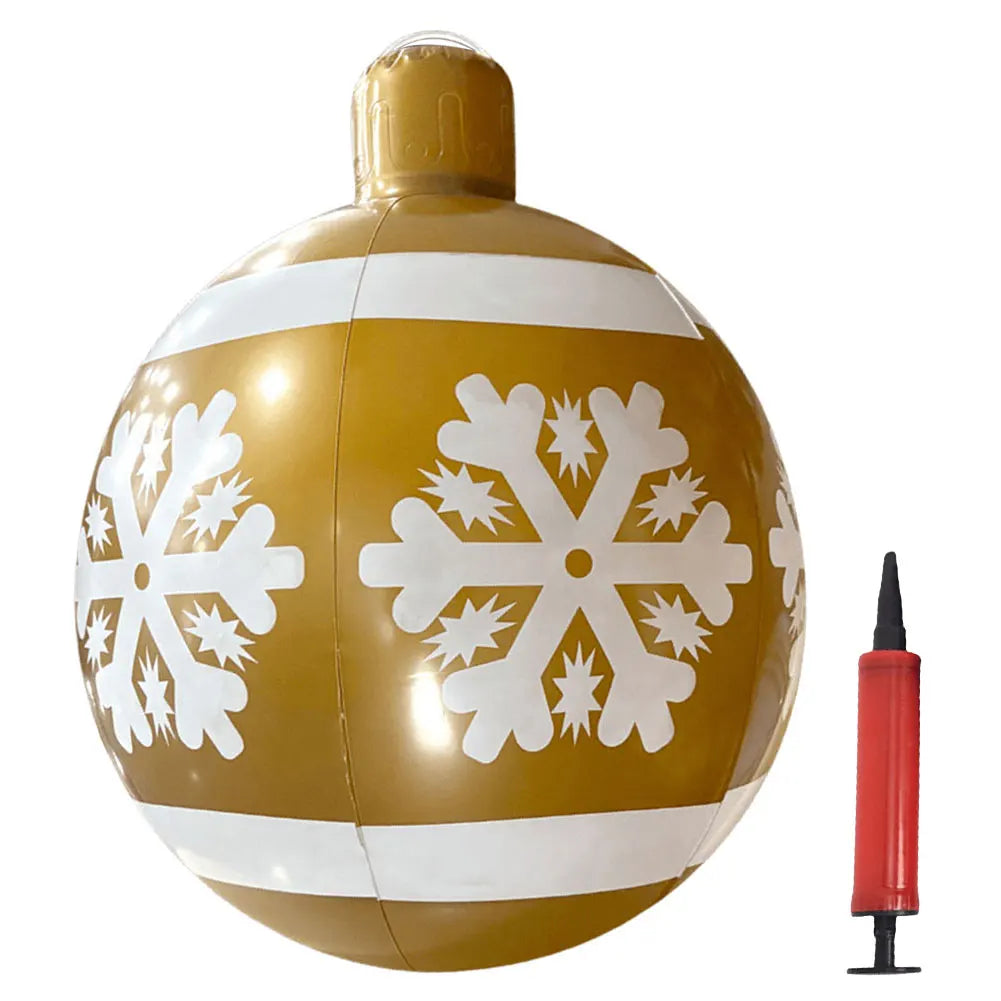 24 Inch PVC Inflatable Christmas Ball Large Outdoor Decorated Ball New Years Christmas Ornaments Holiday Decor