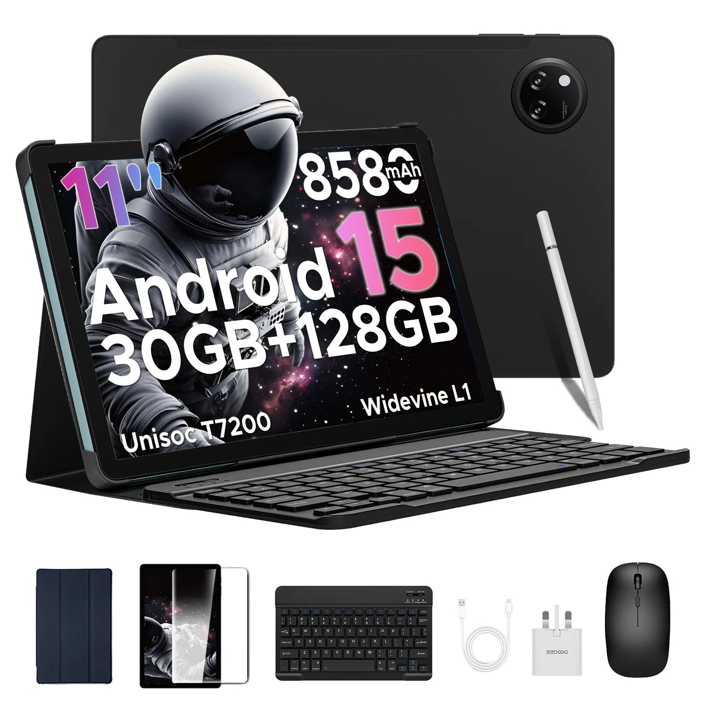 DOOGEE Tab A9 Pro+ Tablet PC Android 15 Dual Speakers 11'' Screen 30GB (6GB+24GB) 128GB 8580mAh Battery Widevine L1 Smart Pad