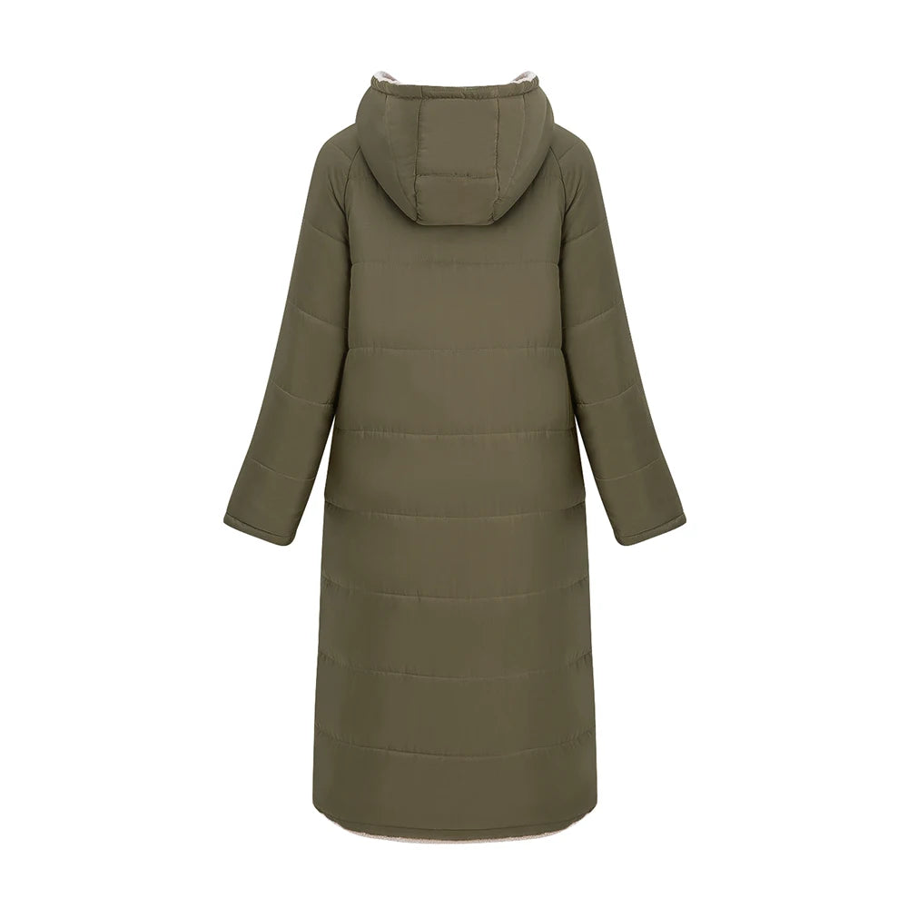 Tieker solid color mid-length hooded cotton coat double-sided women's coat casual winter warm jacket slim cotton coat