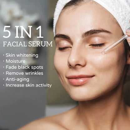 Jaysuing Hyaluronic Acid Face Serum 5 In 1 Moisturizing Whiten-ing Anti Wrink-le Agin-g Vitamin C Shrink Pores Serum Skin Care