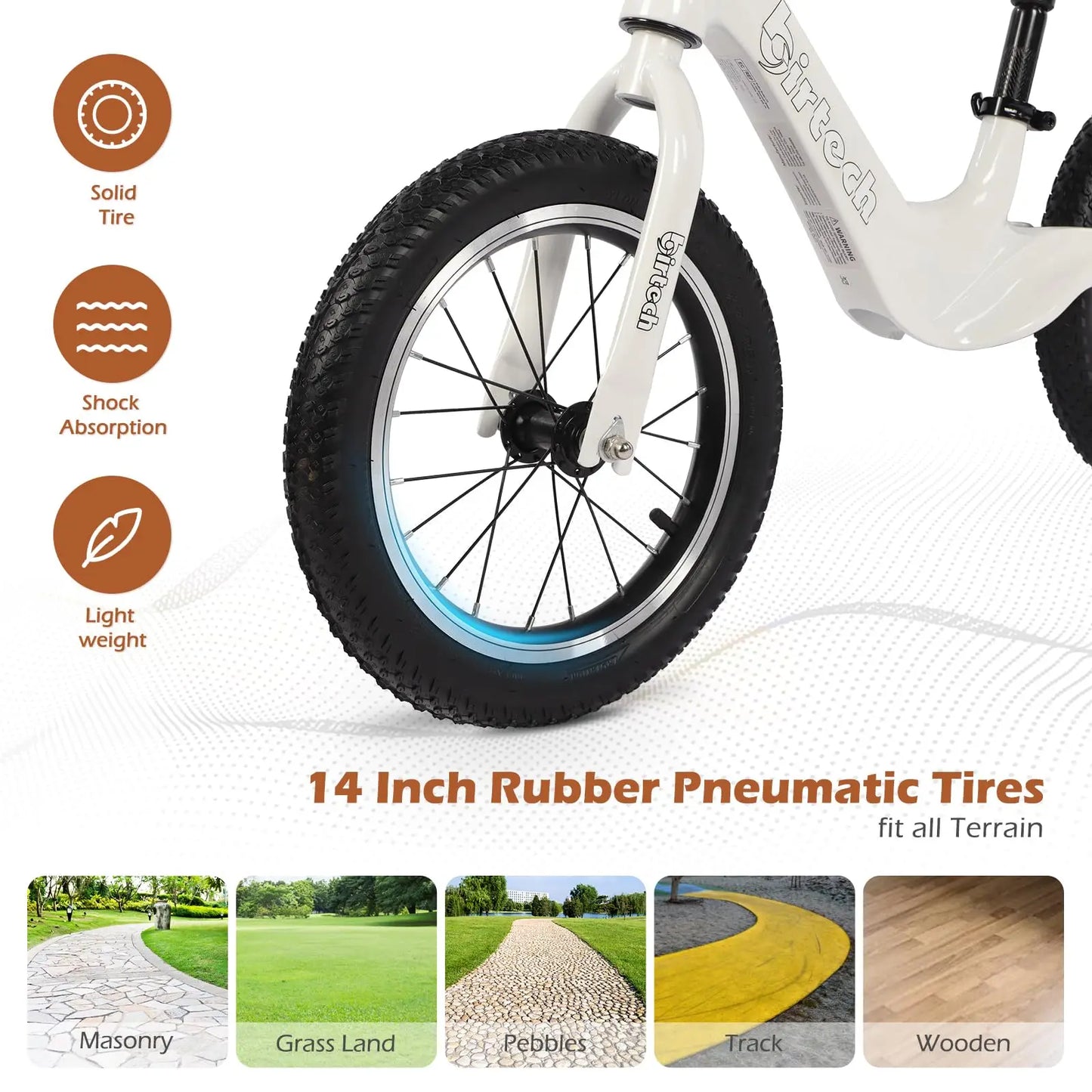 14" Kids Balance Bike for 3,4,5,6 Year Old Boys and Girls, Air Tires with Magnesium Alloy Frame, Lightweight No Pedal Toddler Tr