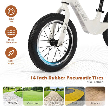 14" Kids Balance Bike for 3,4,5,6 Year Old Boys and Girls, Air Tires with Magnesium Alloy Frame, Lightweight No Pedal Toddler Tr