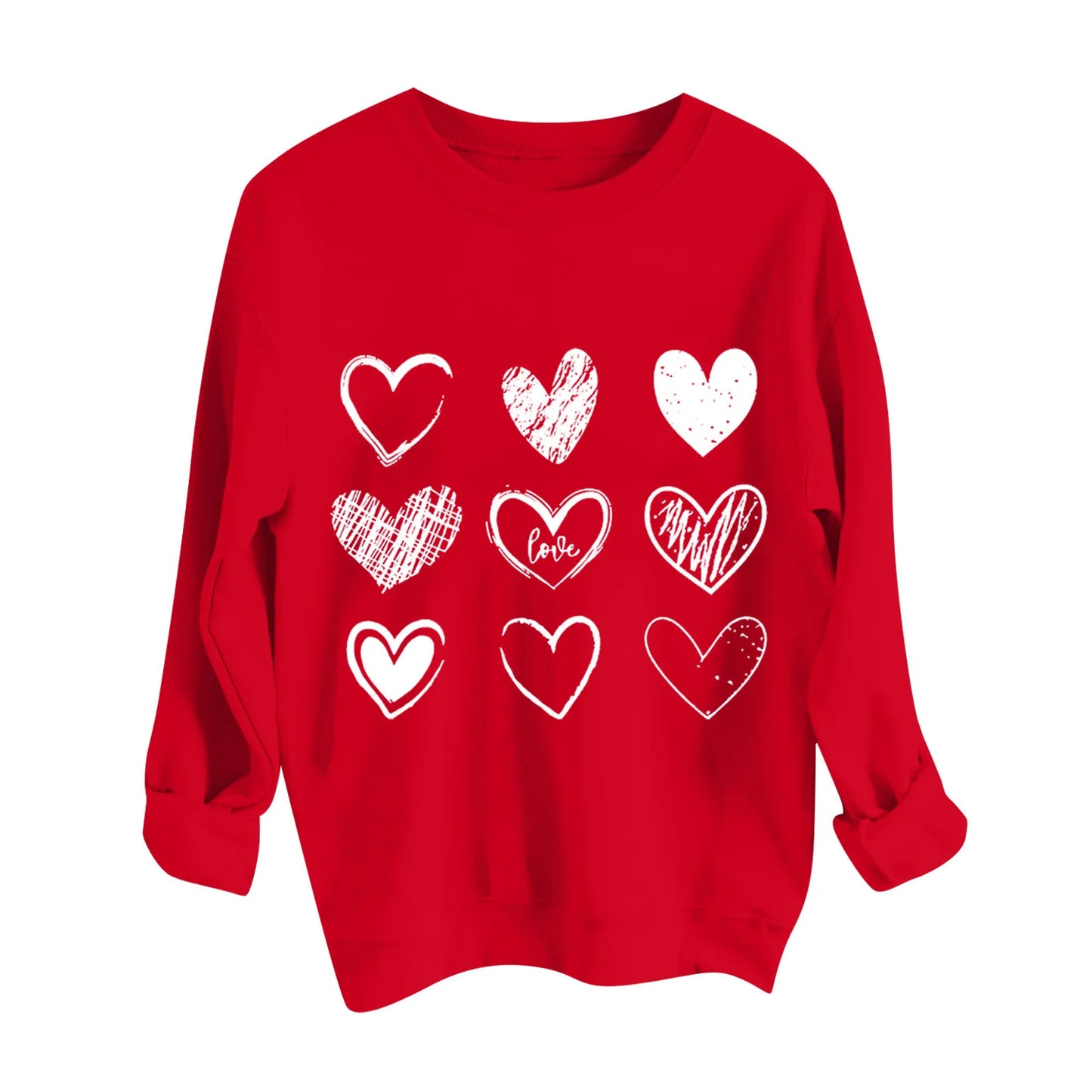 Women's Autumn And Winter Loose Heart Printed Hooded Sweatshirt Casual Fashion Sports Sweatshirt