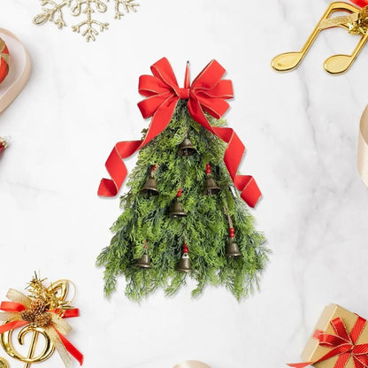 Christmas Wreath Artificial Gold Decorated Door Decoration With Bows Pendant