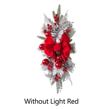 Christmas Swag Wreath Pendants without/with Light Atmosphere Decorative Garland Home Door Window Decoration Party Supplies