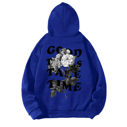 Unisex Fall Harajuku Style Embroidered Streetwear Long Sleeve Baggy Hooded Sweatshirt Fashion Casual Comfy Pullover Hoodies