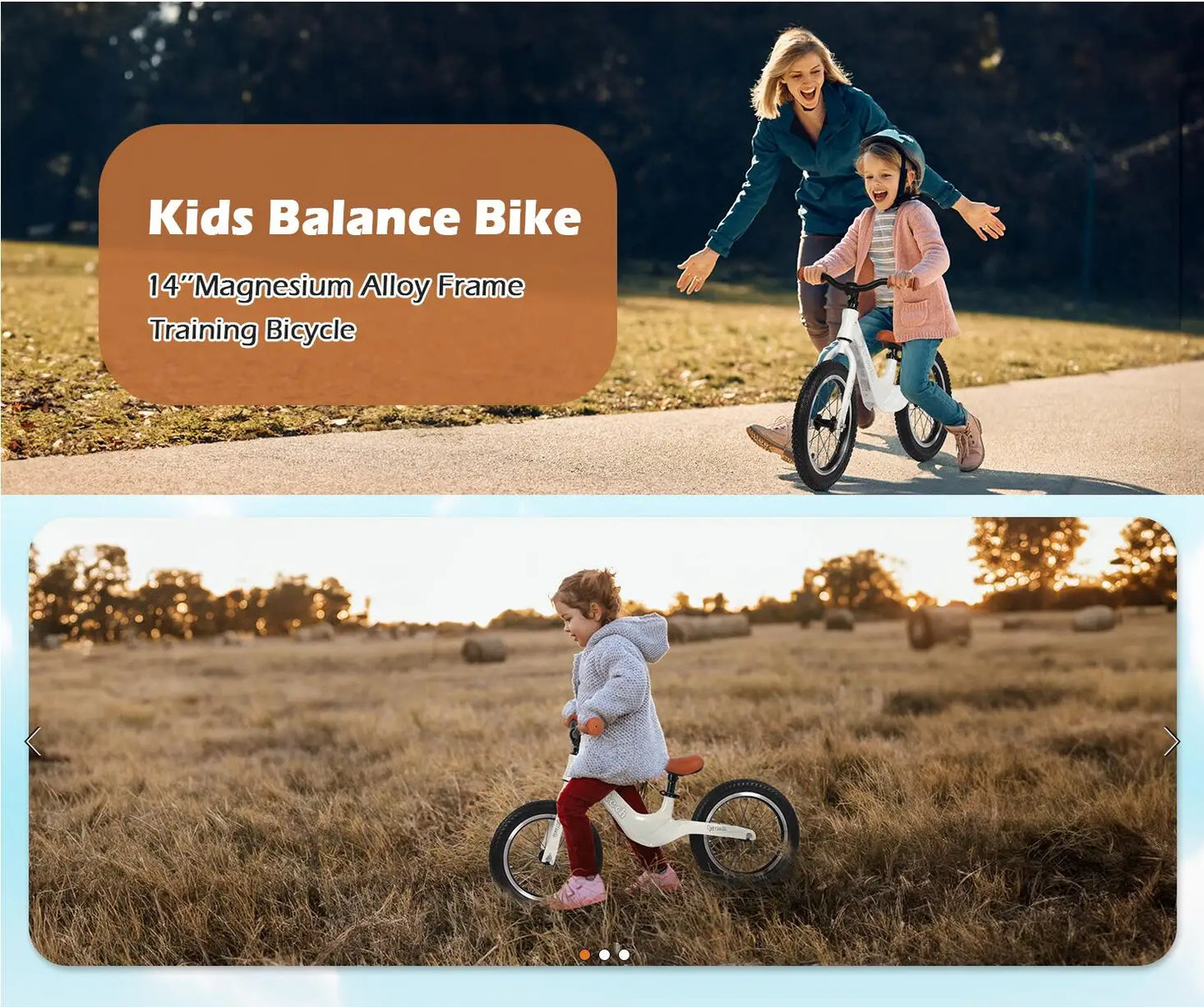 14" Kids Balance Bike for 3,4,5,6 Year Old Boys and Girls, Air Tires with Magnesium Alloy Frame, Lightweight No Pedal Toddler Tr