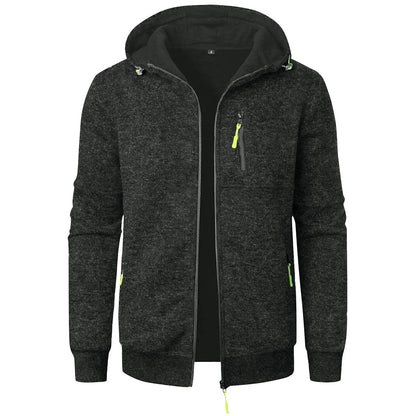 Spring And Fall Basic Breathable Sports Hooded Thin Regular Fit Comfy Zipper Cardigan Top Jacket For Man