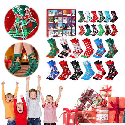 Christmas Sock Advent Calendar 2025 Christmas Advent Calendar 24 Pair of Christmas Crew Socks Xmas Countdown Calendar for Adults