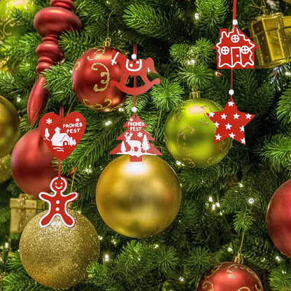 30 Pcs Christmas Tree Wooden Ornaments Set New Year Christmas Tree Decorations Pendant Ornaments
