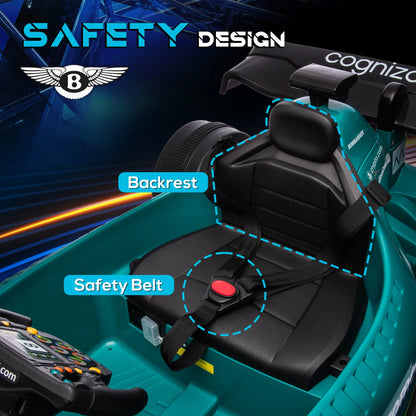 AIYAPLAY 12V Aston Martin Licensed Electric Go Kart w/ 4 Suspension Wheels