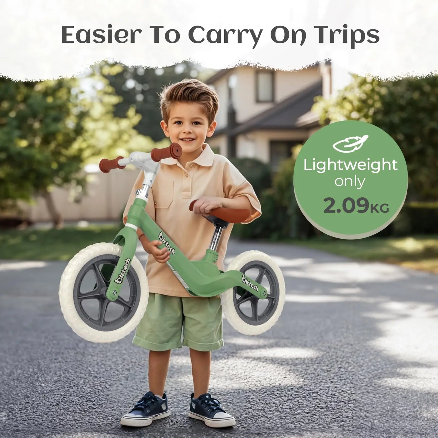 12" Balance Bike for Kids, Lightweight No Pedal Walking Balance Bike with Nylon Frame and Flat-Free Tires, Adjustable Training