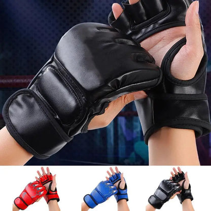 Boxing Gloves Taekwondo Sparring Gear Gloves Half Finger Adjustable Mitts Wrist Support For Kickboxing Cage Fighting Punching