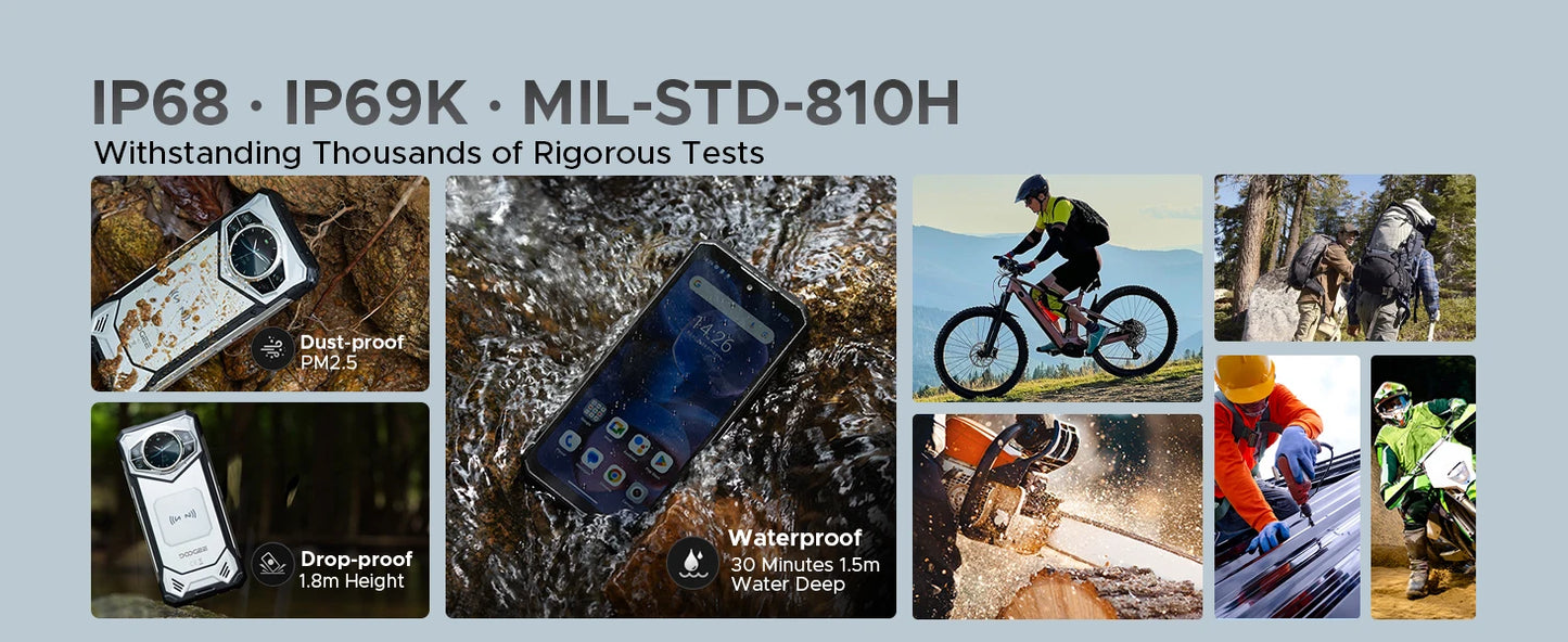 DOOGEE S200 5G Rugged Phone 1.32" Rear Display 12GB 256GB 6.72" 120Hz 100MP AI Main Camera 10100mAh Battery 33W Smartphone
