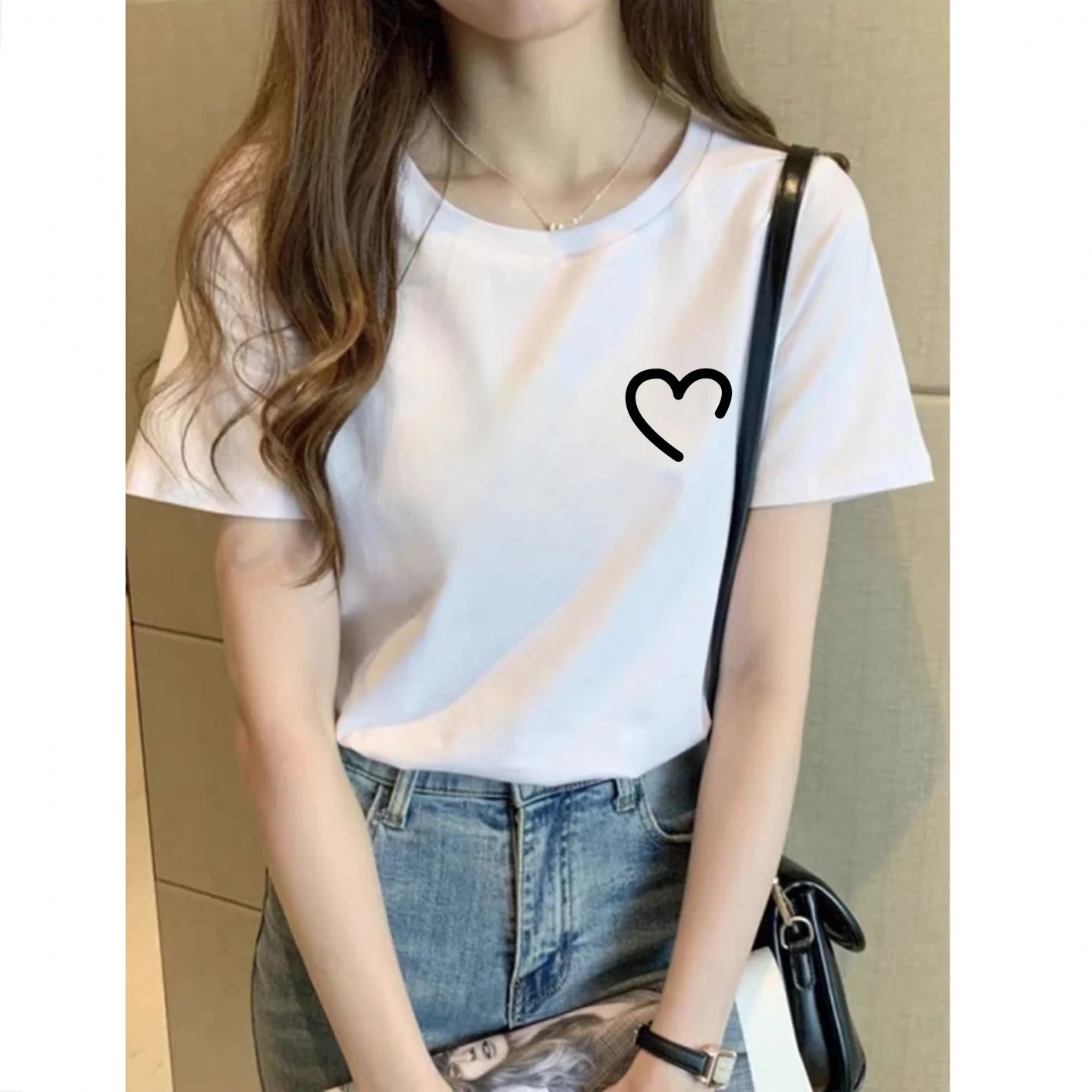 Heart Graphic T Shirt Women Funny Crew Neck Short Sleeve Summer Print Unisex Tops Simple Line Graphic T Shirts Women Clothes